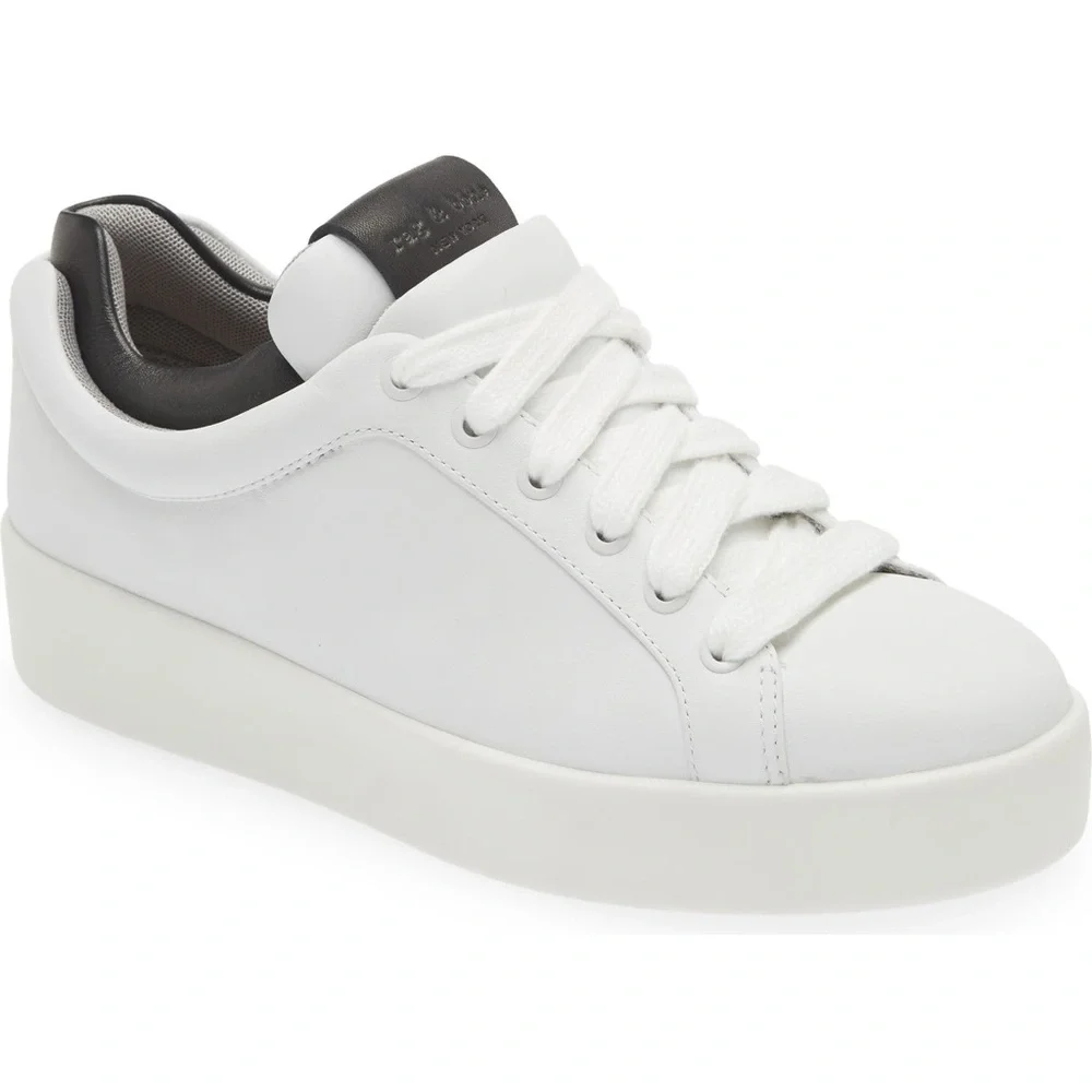 Rag & Bone Retro‎ Pro Leather Chunky Sneakers Size 39 US 9 White Black Ortholite
